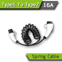 16A 5m EV Spring Cable / Spring Cord Type1 to Type2 For EV Charging