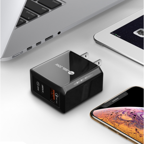 20W 2-porta QC3.0 e carregador de parede USB Type-C