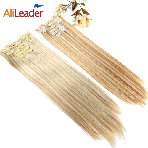 Silk Straight Synthetic Hair 22 inches Clip in Extensions