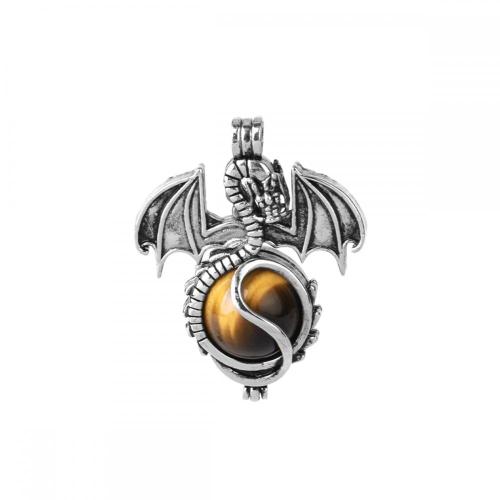 Stainless Steel Snake Chain Pterosaur Dragon Pendant Natural Stone Crystal Animal Pendant Charm for Diy Jewelry