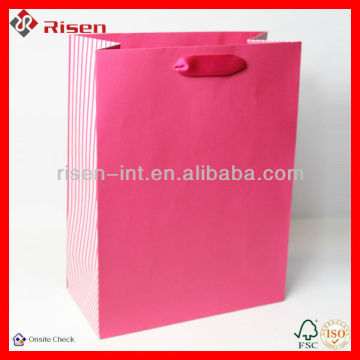 HOT!!! FSC clothing shopping packaging paper bag with ribbed ribbons