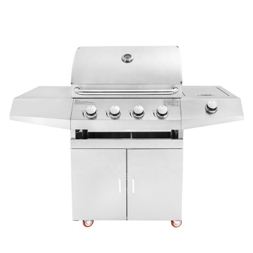 4+1 burners trolley gas bbq grill outdoor stainless steel gas rotisserie grills