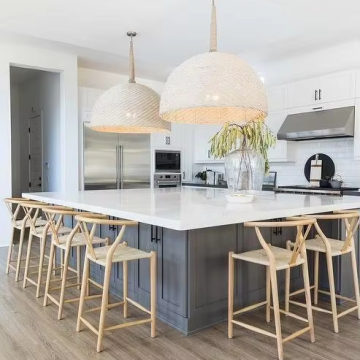 New Arrival Marble Kitchen Counter with Sink and Wooden Island Table