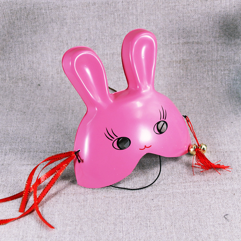Pink Bunny Tassel Bell Half Face Mask
