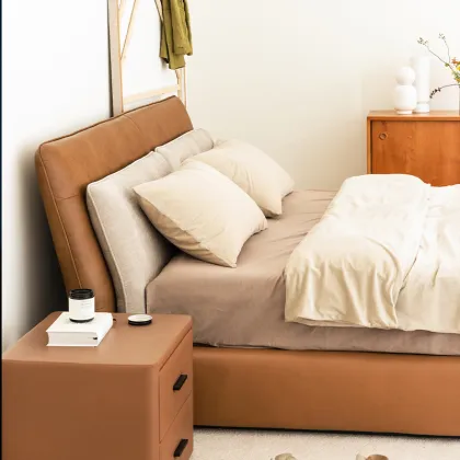 Seattle Upholstered Leather and Fabric Bed