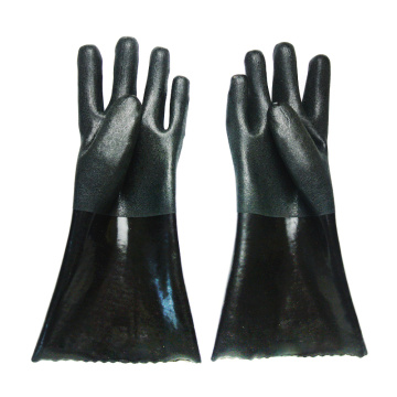 Guantes de arena de trabajo negro resistente al aceite con recubrimiento de PVC