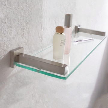 Modern Stainless Steel Silver Floating Glass Shelf Brackets for Bathroom - 2605