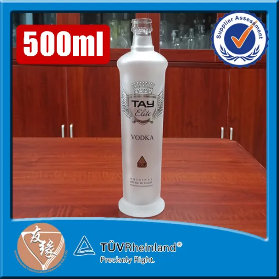 High quality 500ml frosted custom fancy tequila glass bottle