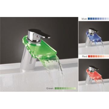 Glass LED waterfall Basin  Mixer