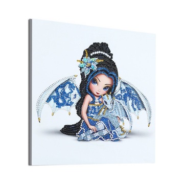 Moda de dibujo de diamante de niña de dibujos animados azul