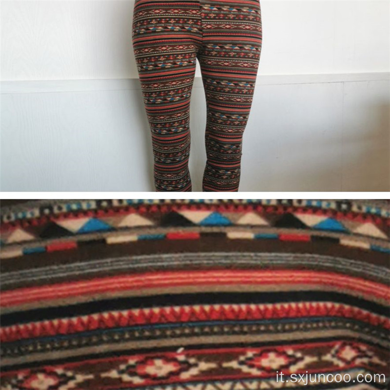 Leggings caldi da donna spazzolati a righe personalizzate per interni invernali