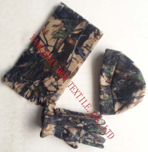 Camouflage Brand Polar Fleece Beanie Glove Scarf Set