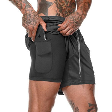 Men's Workout Running Double-Deck Gym Shorts with Pockets