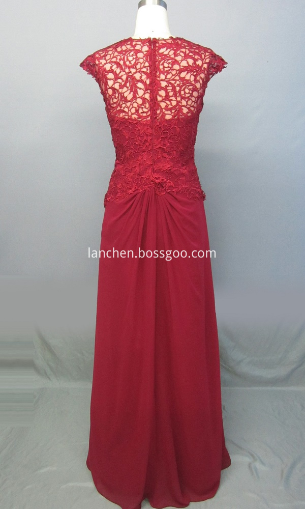 Lace Ruched Bust Evening Dress