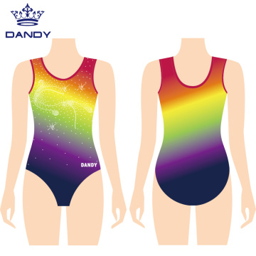 Justaucorps gymnastique arc-en-ciel ombre pour filles