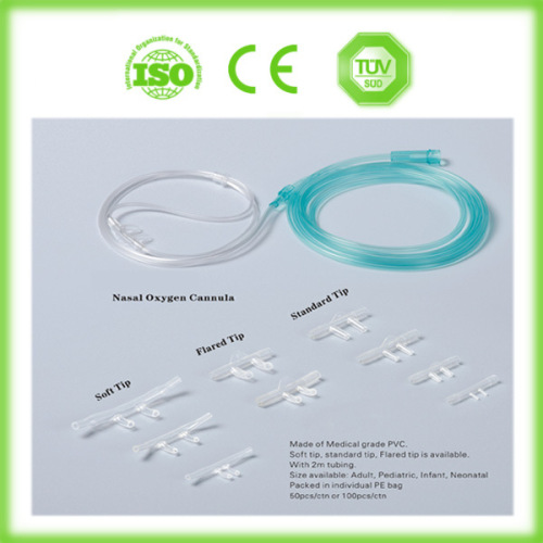 Oxygen nasal tube with long soft tip