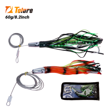 Tolure Octopus Trolling Fishing Lure 60 g 8,2 -Zoll -Edelstahl -Stahlköpfe