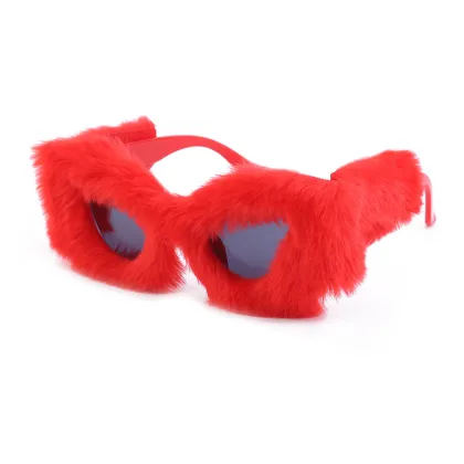 Handmade Oversized Cateye Fur Velvet UV400 Women's Sunglasses