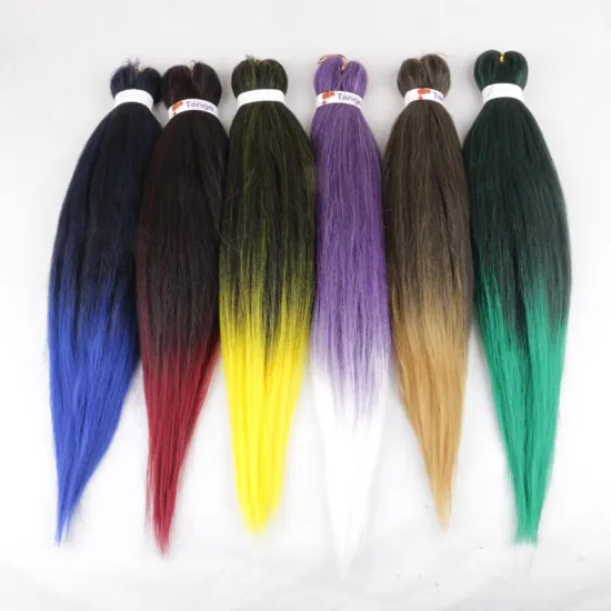 8pieces  26inch Cheap Solid&Ombre Two Tone Colored Perm Yaki Layered Pre stretched Synthetic Braiding Hair