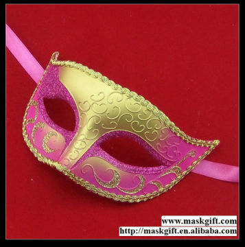 Hot Sell Wholesale 100% Handpainted Hot Pink And Gold Venetian Masquerade Mask