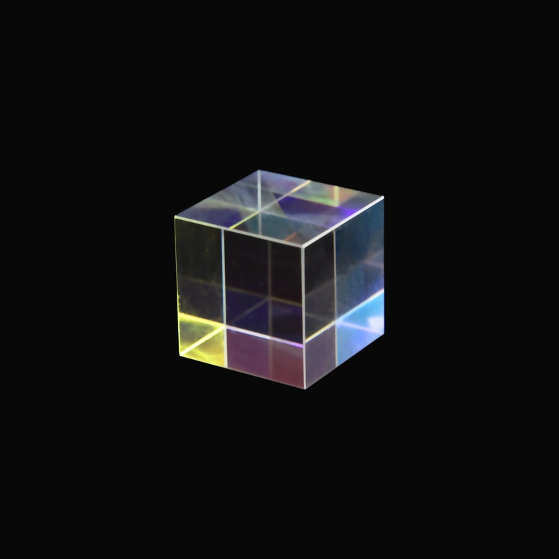 Decorated Colored Glass Cube Optical Prism