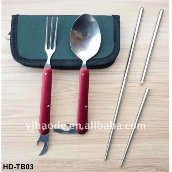4 pcs foldable and multifunctional flatware set with chopsticks