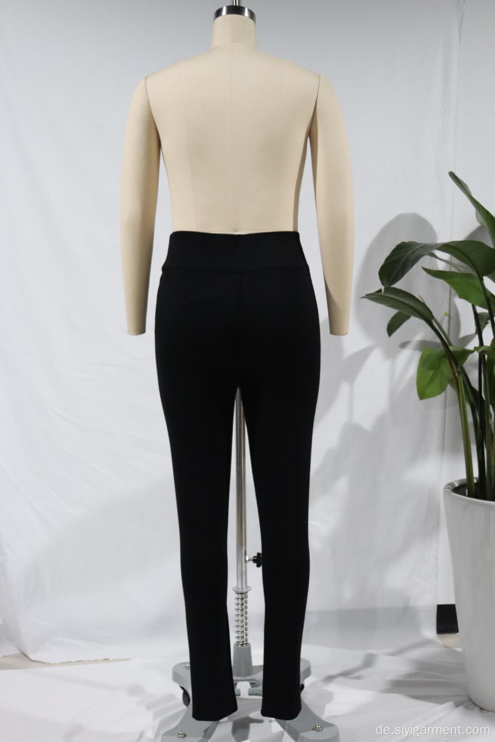 Schwarze schmale Stretchhose für Damen