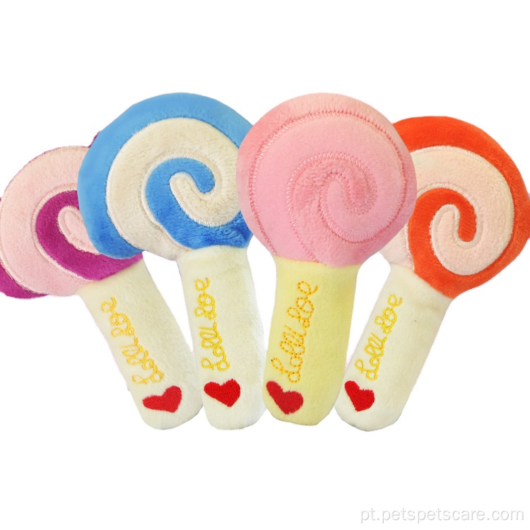 Lollipop brinquedos sonoros de pelúcia suprimentos para animais de estimação
