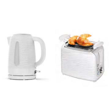 371399a 2200W 1.7L Weißer Frühstückssatz: benutzerdefinierter Wasserkocher und 2-Schleuder-Toaster