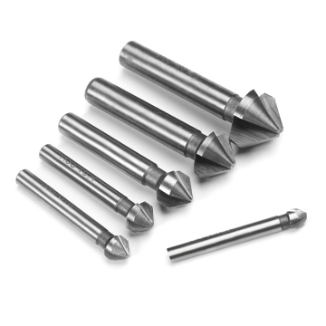Royal Sino 6pcs Round Shank 3 Flute HSS Woodworking Metal Countersink Bit Set Bit Set