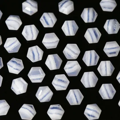 Natural Blue Agate Hexagonal Cut Blue Lace Agate