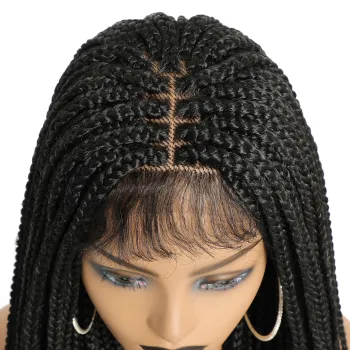synthetic lace front wig 30inch length box braided wigs for black women
