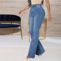 Women's Fashion Bandage Bell Bottom Denim Pants