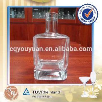 Customized cork sealing crystal transparent liquor spirits packing frosted square spirit glass bottle 500 ml