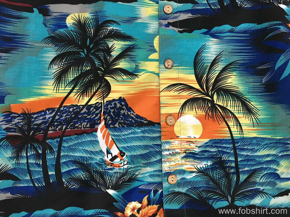 Polyester printing seaside hawaii shirt