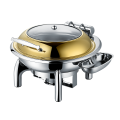 Chafing Dish de rolo redondo de aço inoxidável com tampa de janela de vidro