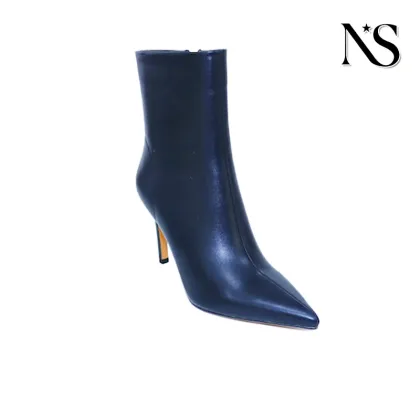 Chic Black Leather Stiletto Ankle Boots