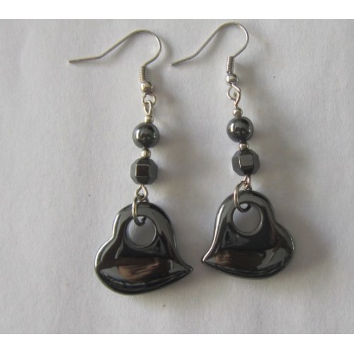 Hematite Heart Earring