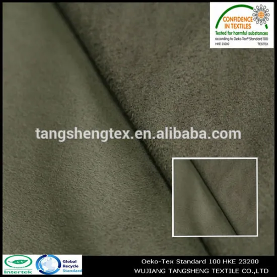 Recycled polyester suede fabric brushed for shoes/RPET suede fabric