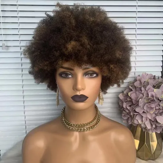 Affordable Wholesale Machine Made Brazilian Human Hair Wigs: Bomb Curl, Short Afro, Kinky Curly Pixie Cut for Women