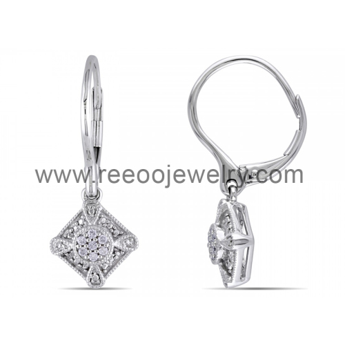 High Polish Silver Earrings Pure Silver CZ Earrings for Girls