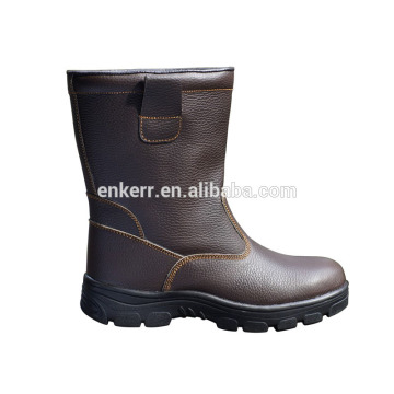 rubber outsole cow leather safety boots, brown color safety boots