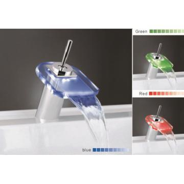 Glass LED waterfall Basin  Mixer