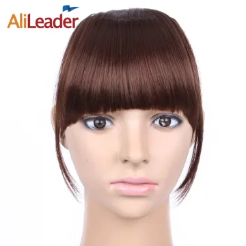AliLeader Neat Front False Fringe Clip In Bangs Hairpiece With High Temperature Synthetic Hair