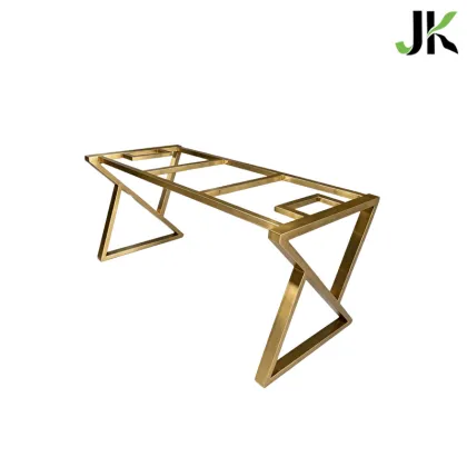 Triangular geometric wrought iron coffee table frame