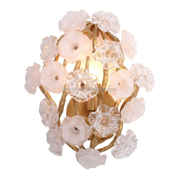 Modern Brass Frame White Glass Wall Lamp for Living Room - E12 LED Bulb