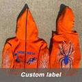 Loose Orange Zippered Hooded Coat