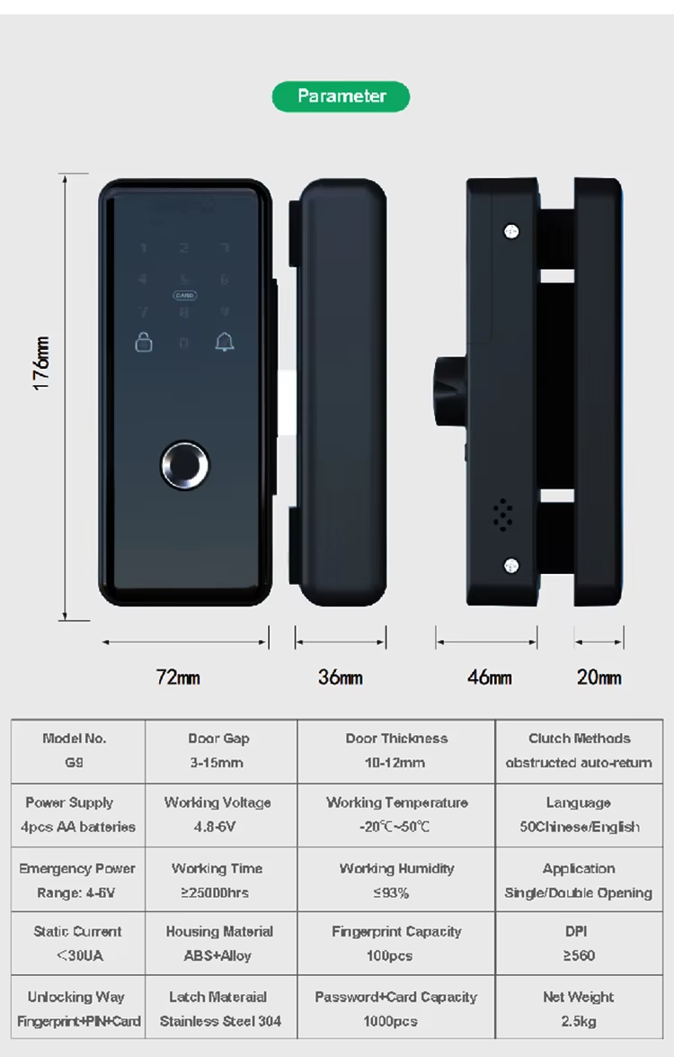 Smart glass door lock
