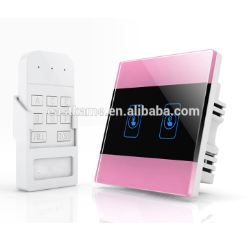 Pink 2 Gang Crystal Glass Panel 433MHZ WIFI Smart Electrical Wall Home Switch