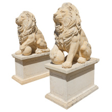 Solid Marble Lion Sculptures For Entrance Living Room